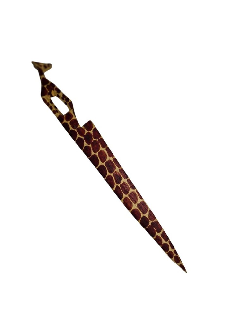 Vtg 1990s Wooden Hand Carved Giraffe Letter Opener Safari Animal Decor, 11.5"
